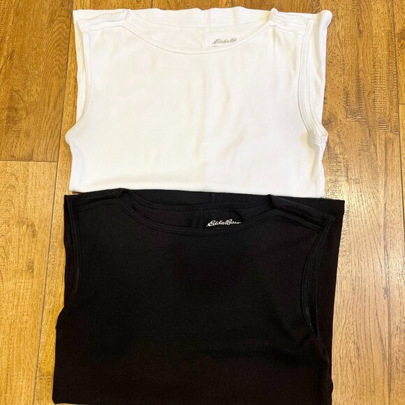 Eddie Bauer Lot of 2 sleeveless 100% cotton tops.  Both Size Medium    EUC - Picture 2 of 12